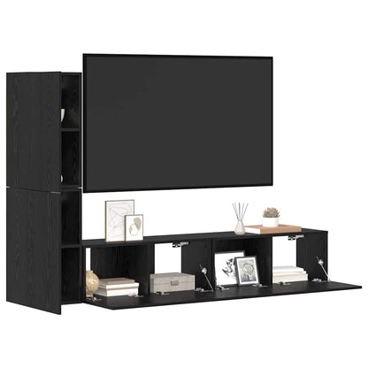 Wand-TV-Schrank 2 stk. Schwarz Eichen-Optik Holzwerkstoff