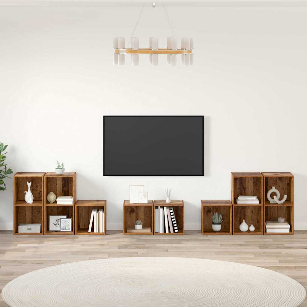 TV-Schrank Set 8 pcs Altholz 37 x 35 x 72 cm Holzwerkstoff