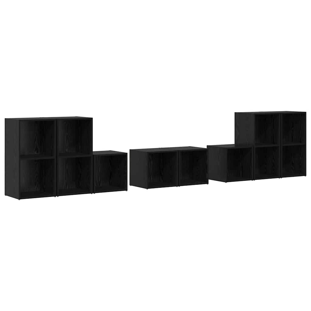 TV-Schrank Set 8 pcs Schwarz Eichen-Optik 37 x 35 x 72 cm