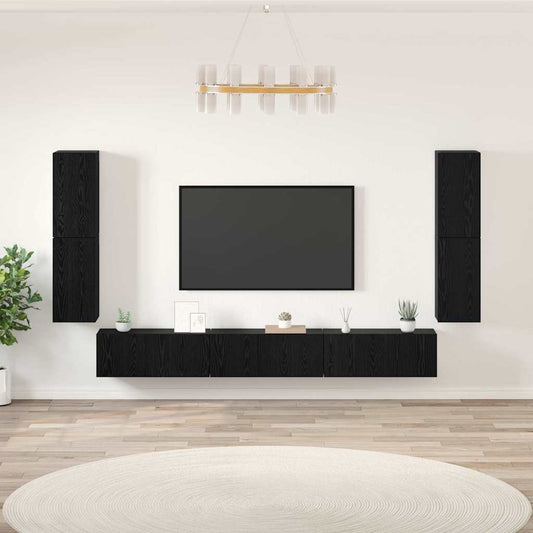 TV-Schrank-Set Schwarz Eichen-Optik Holzwerkstoff