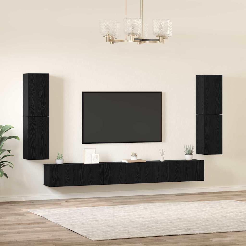 TV-Schrank-Set Schwarz Eichen-Optik Holzwerkstoff