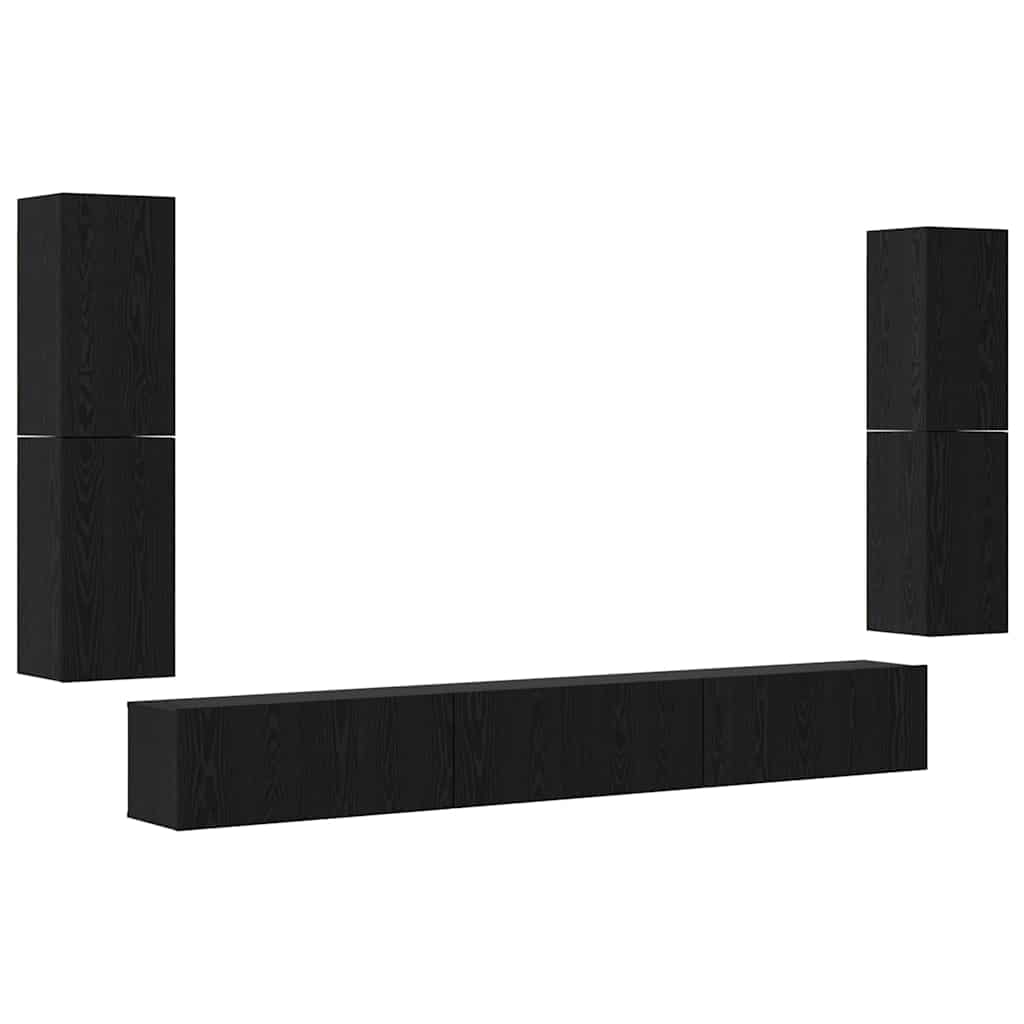 TV-Schrank-Set Schwarz Eichen-Optik Holzwerkstoff