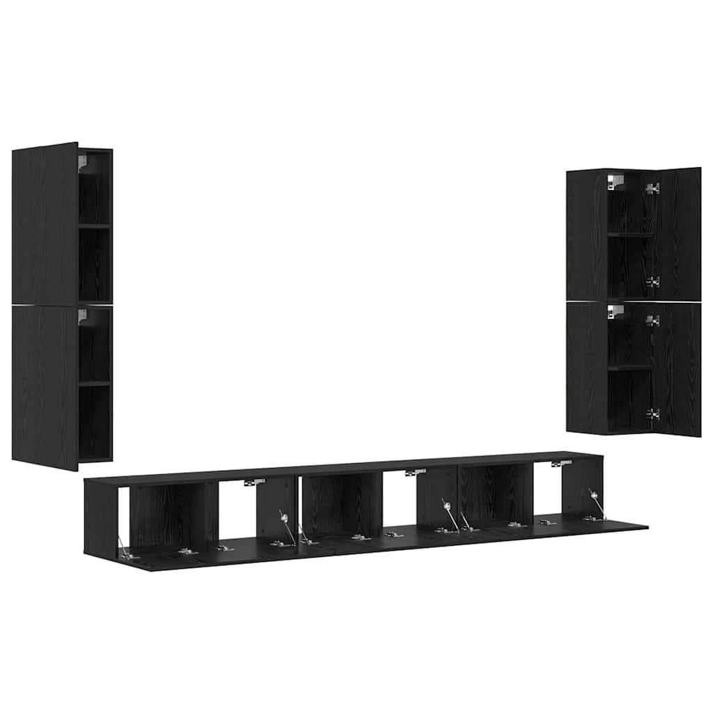 TV-Einheiten 4 pcs Schwarz Eichen-Optik Holzwerkstoff