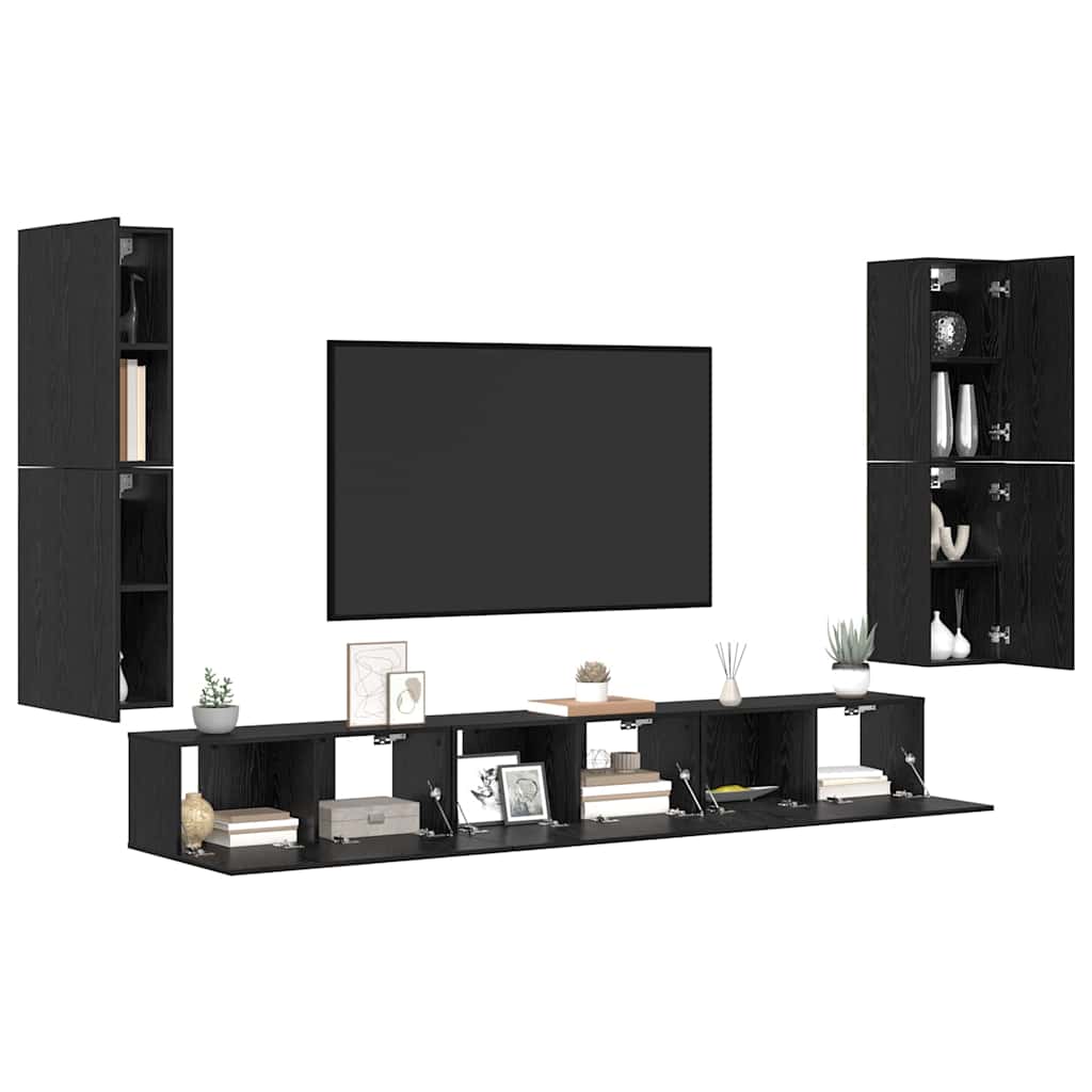 TV-Einheiten 4 pcs Schwarz Eichen-Optik Holzwerkstoff