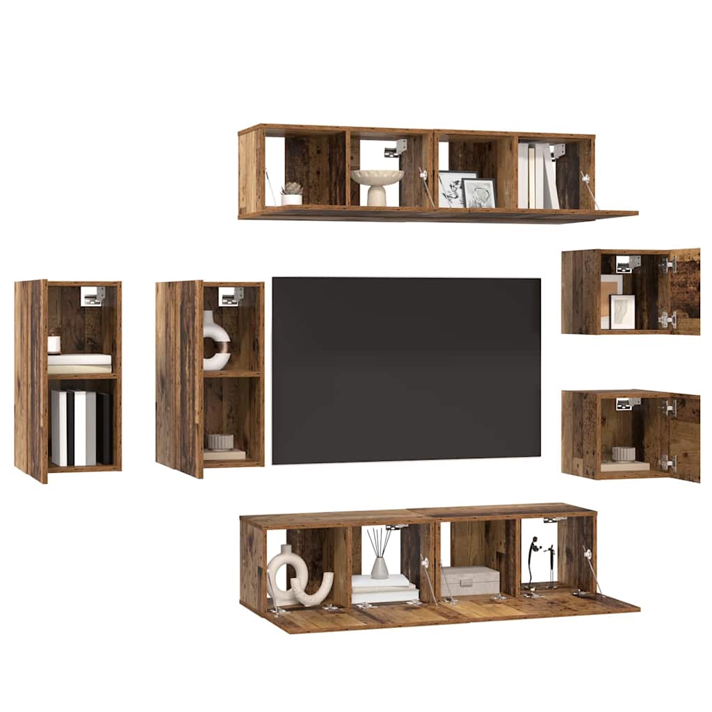 TV-Schranksystem 8 pcs Altholz 30,5 x 30 x 60 cm Holzwerkstoff