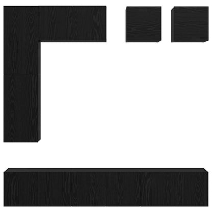 TV-Schrankset 8 stk. Schwarz Eichen-Optik Holzwerkstoff