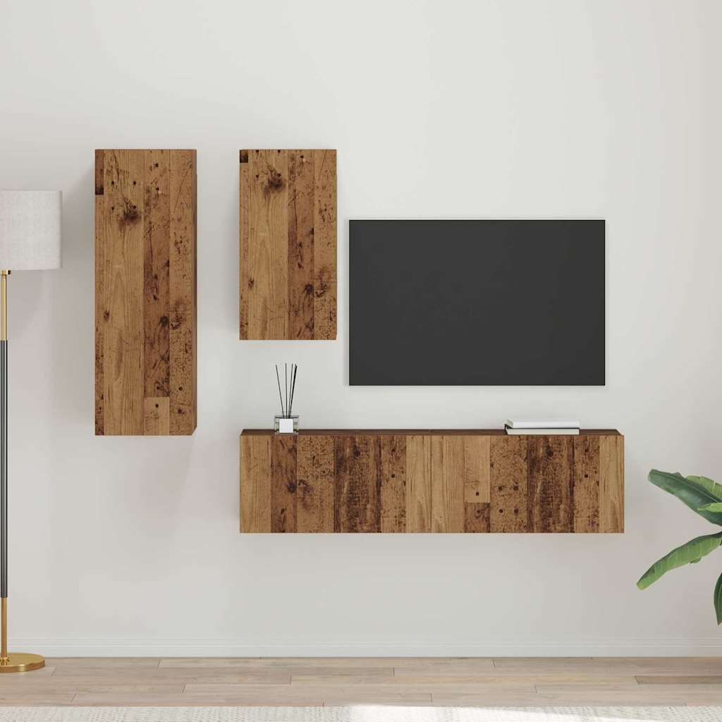 TV-Möbel-Set 4 pcs Altholz 30,5 x 30 x 90 cm Holzwerkstoff