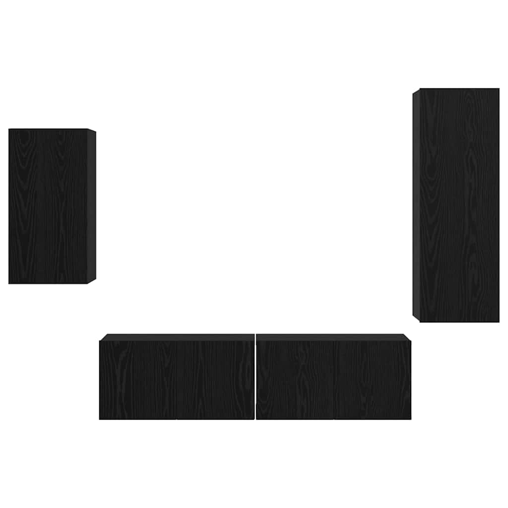 TV-Möbel-Set 4 pcs Schwarz Eichen-Optik 30,5 x 30 x 90 cm