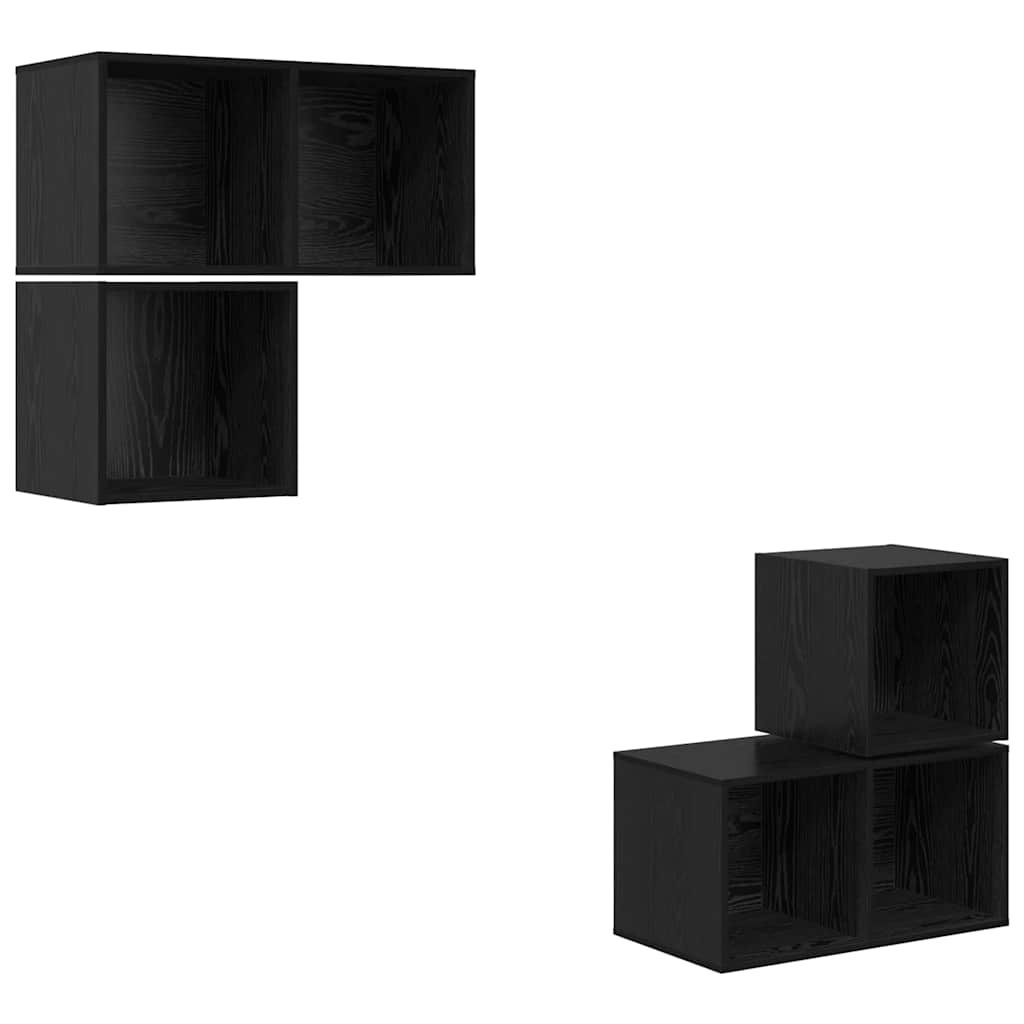 TV-Schrankset 4 pcs Schwarz Eichen-Optik Holzwerkstoff
