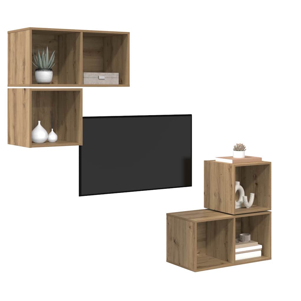 TV-Schrankset 4 pcs Artisan-Eiche Holzwerkstoff