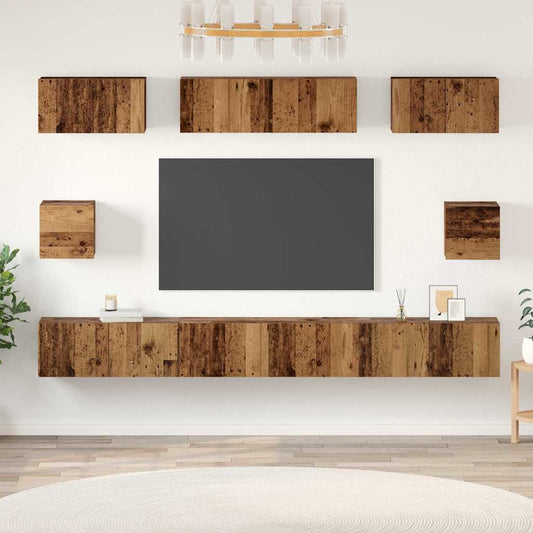 TV-Schrank Set Wandmontiert Altholz Holzwerkstoff