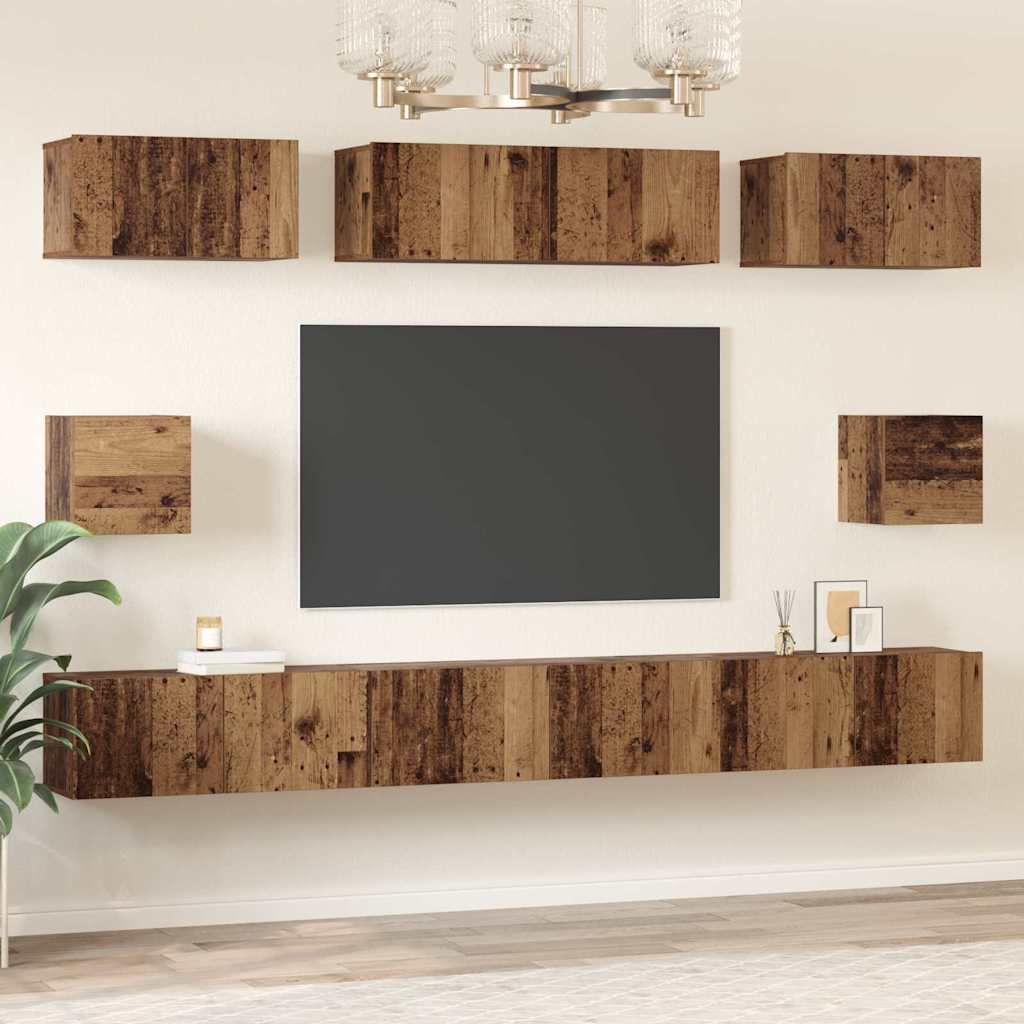 TV-Schrank Set Wandmontiert Altholz Holzwerkstoff