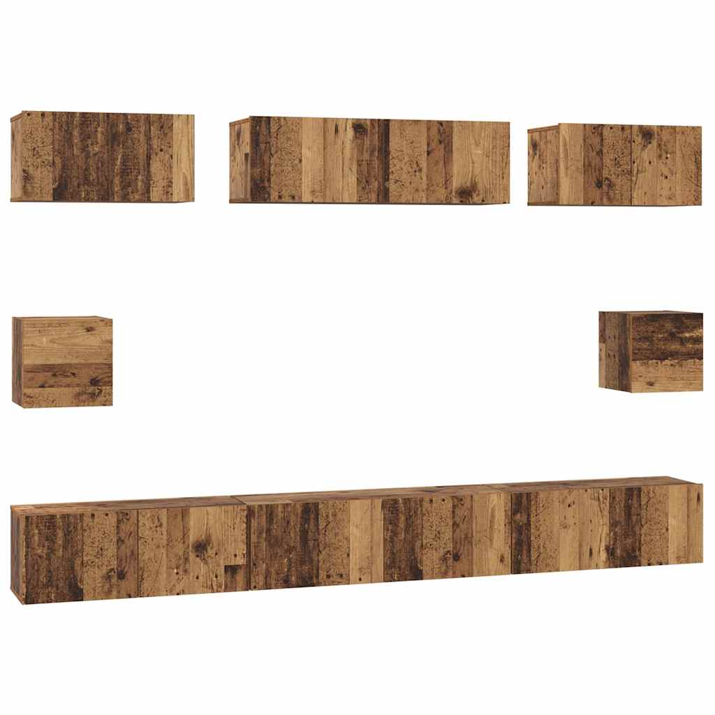 TV-Schrank Set Wandmontiert Altholz Holzwerkstoff