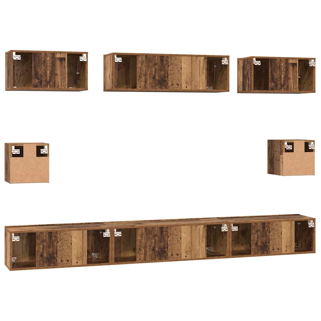 TV-Schrank Set Wandmontiert Altholz Holzwerkstoff