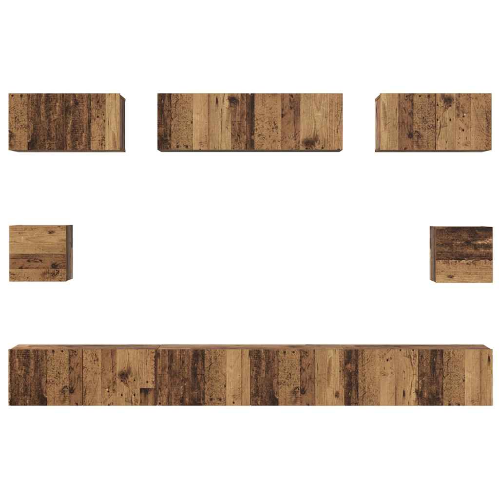 TV-Schrank Set Wandmontiert Altholz Holzwerkstoff