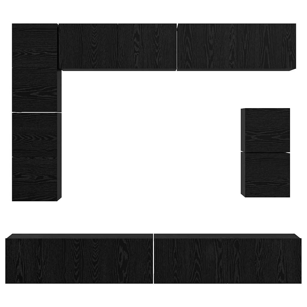 TV-Schrankset 8 pcs Schwarz Eichen-Optik Holzwerkstoff