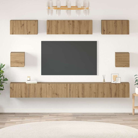 TV-Schrank Set Wandmontiert Artisan-Eiche Holzwerkstoff