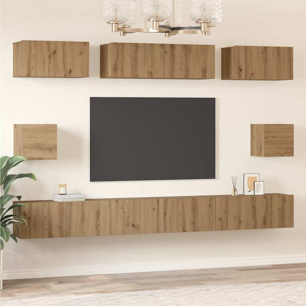 TV-Schrank Set Wandmontiert Artisan-Eiche Holzwerkstoff