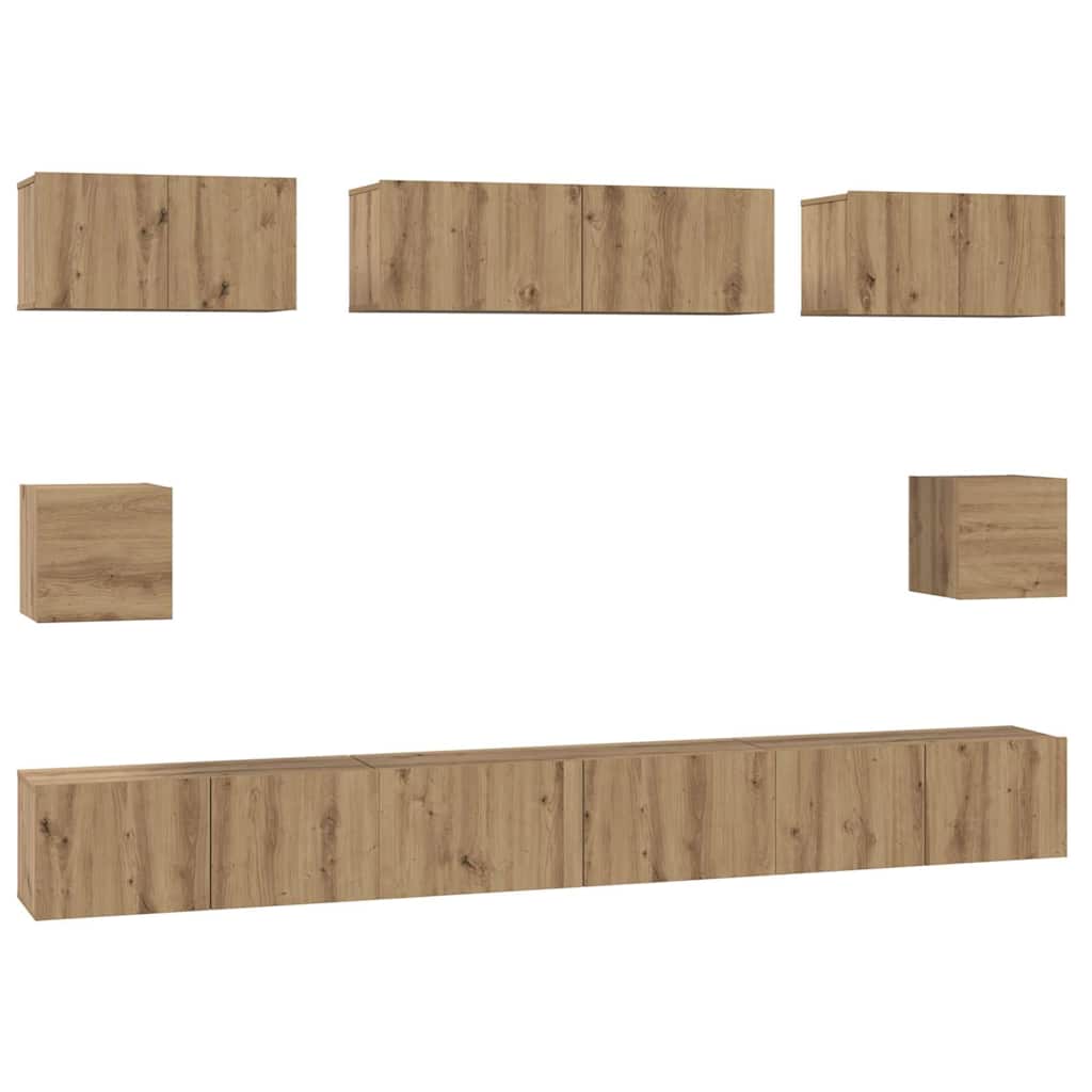 TV-Schrank Set Wandmontiert Artisan-Eiche Holzwerkstoff
