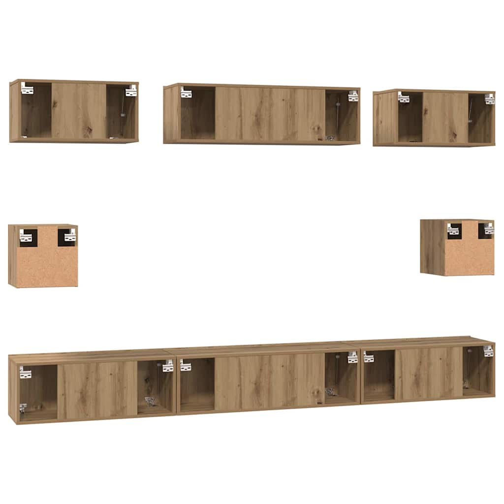 TV-Schrank Set Wandmontiert Artisan-Eiche Holzwerkstoff