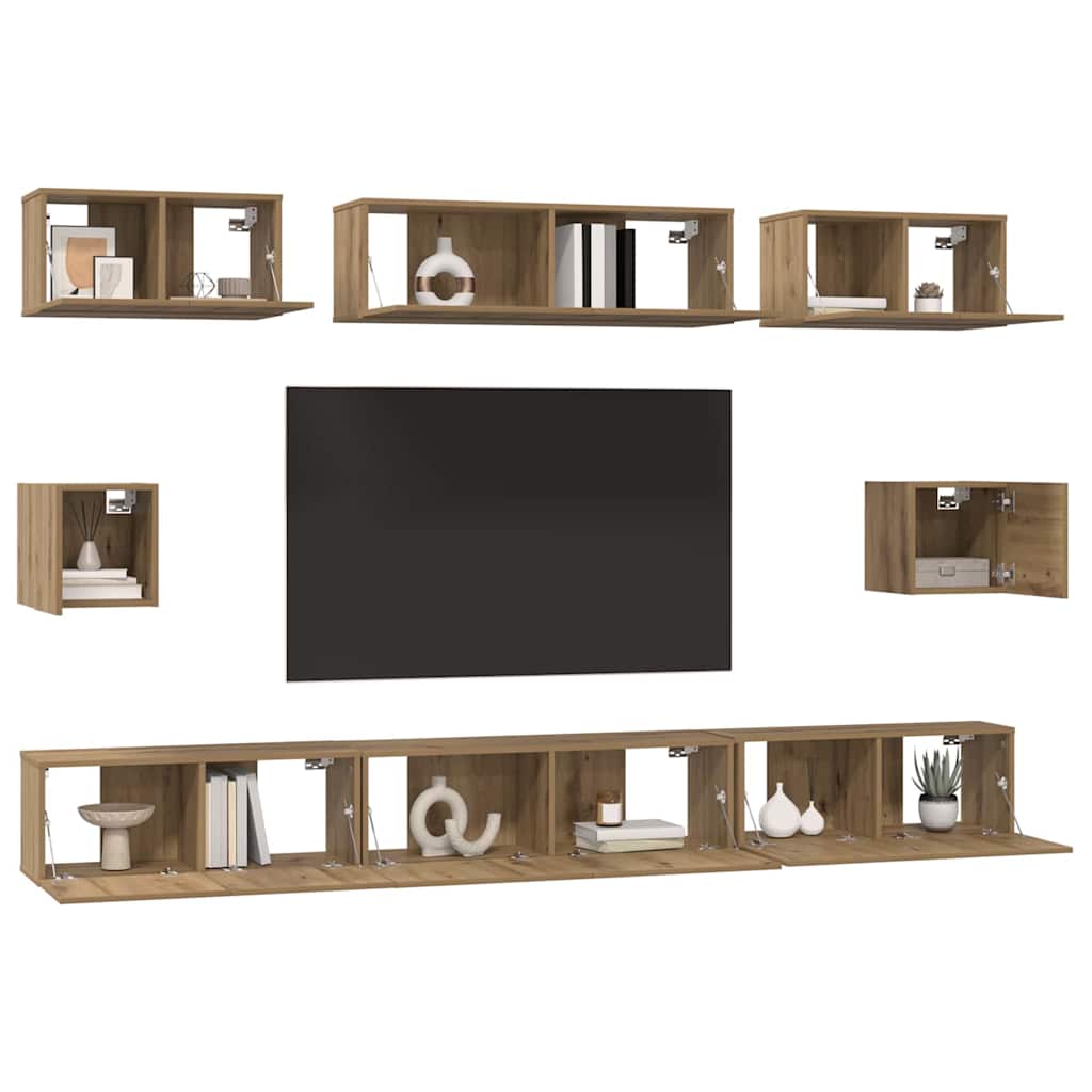 TV-Schrank Set Wandmontiert Artisan-Eiche Holzwerkstoff