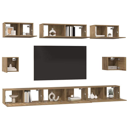 TV-Schrankset 8 stk. Artisan-Eiche Holzwerkstoff