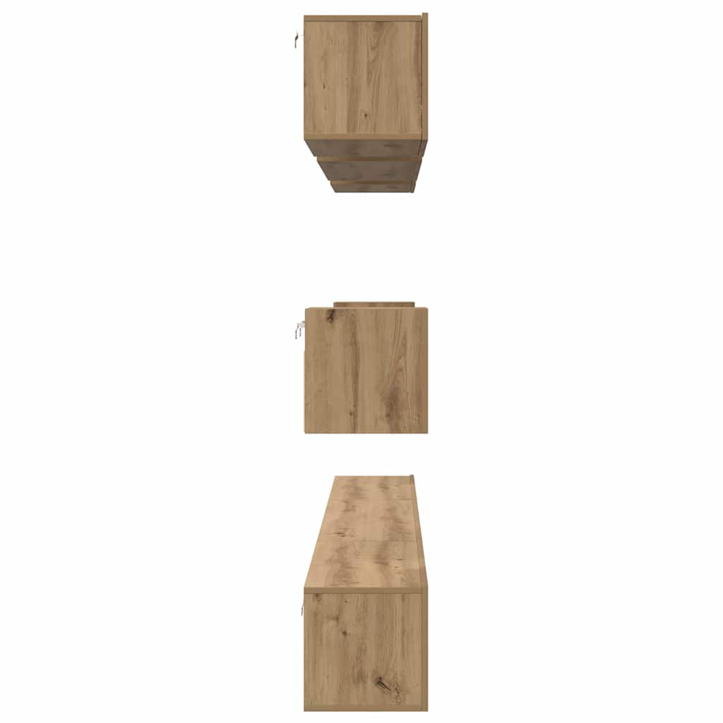 TV-Schrank Set Wandmontiert Artisan-Eiche Holzwerkstoff