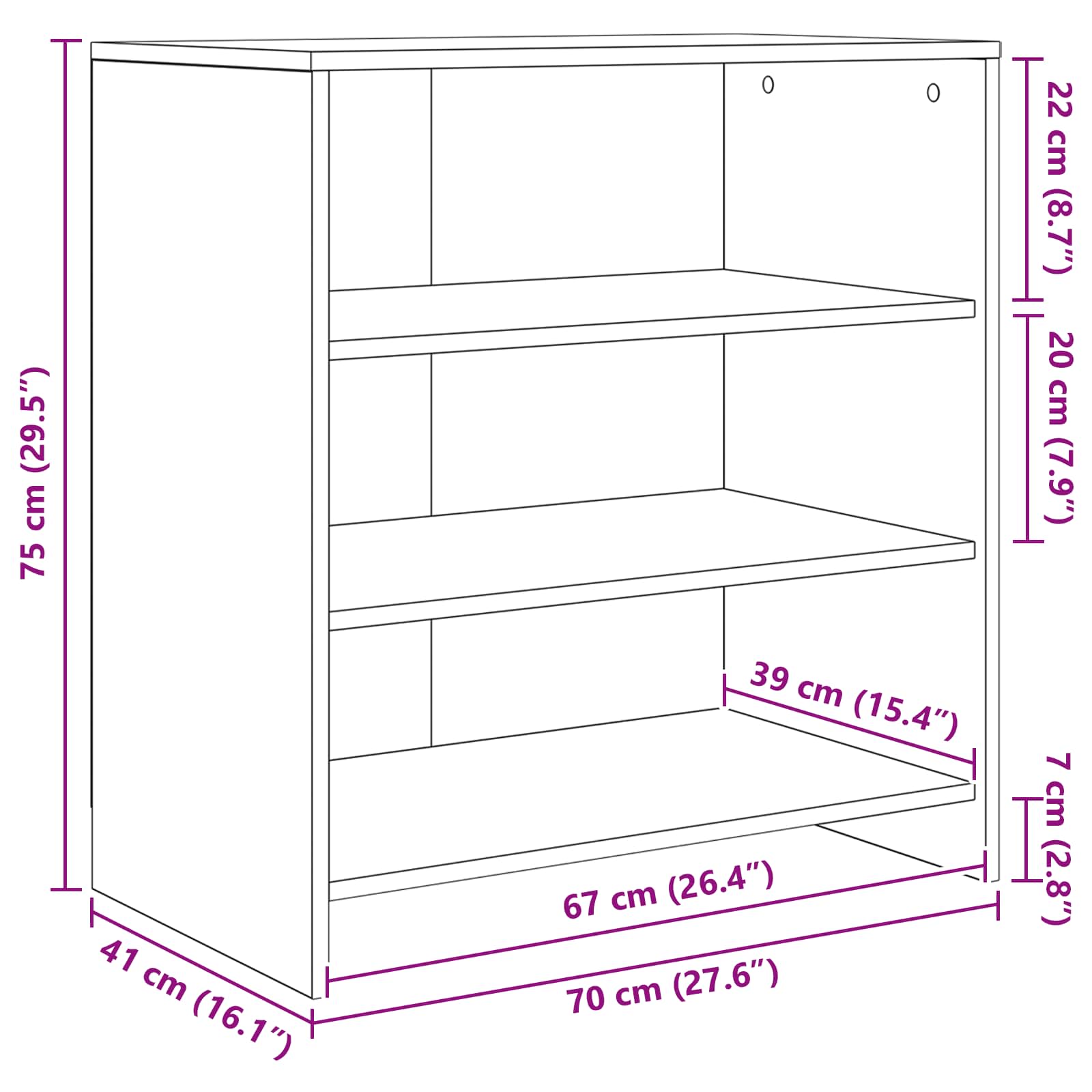 Sideboard 2 pcs Schwarz Eichen-Optik 70 x 41 x 75 cm