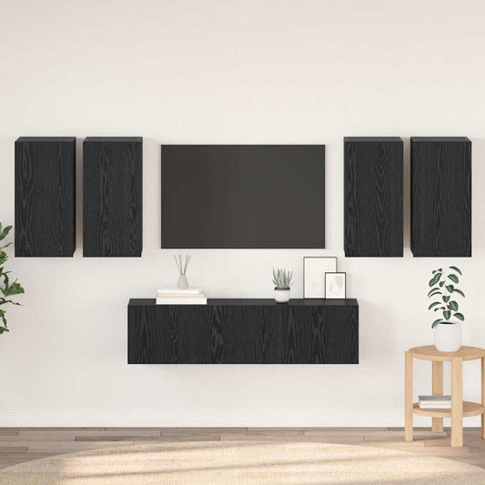 TV-Möbel-Set 6 pcs Schwarz Eichen-Optik 60 x 30 x 30 cm
