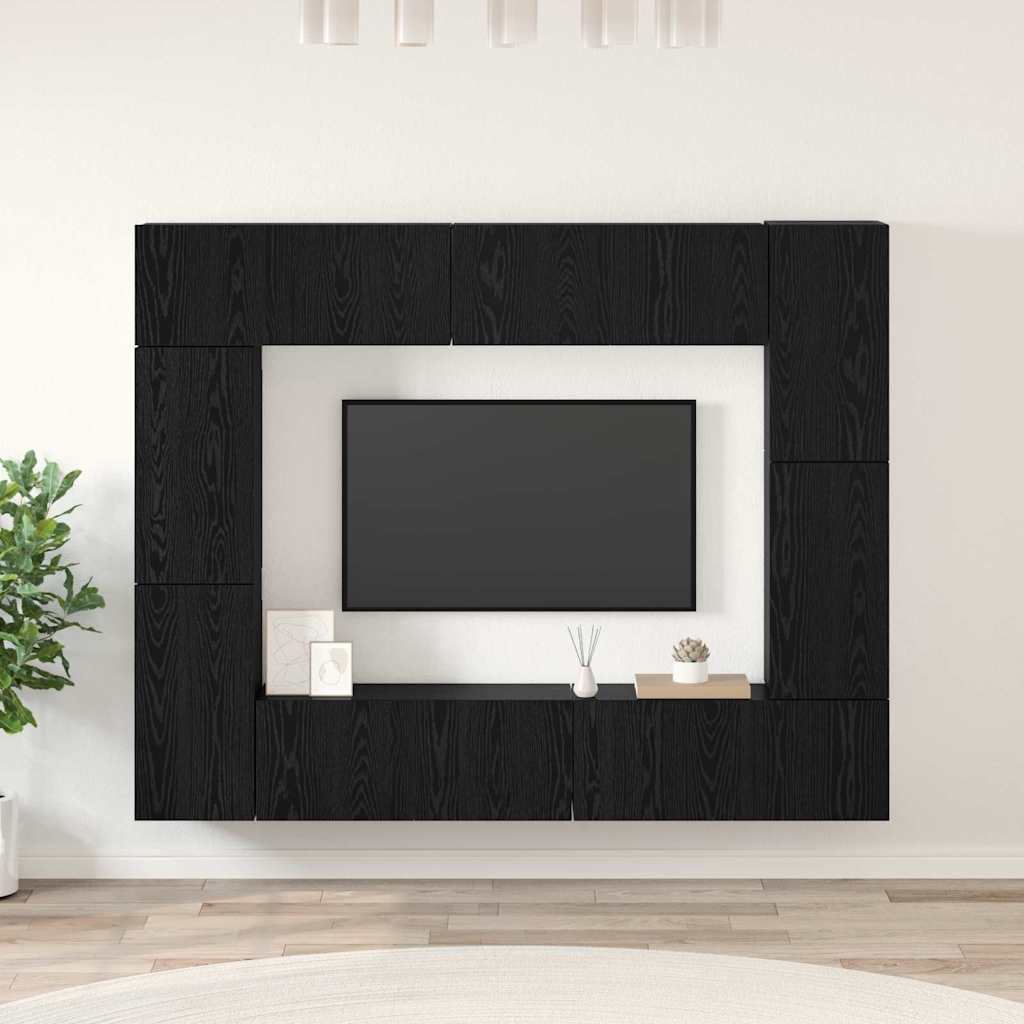 TV-Schrankset 8 stk. Schwarz Eichen-Optik Holzwerkstoff