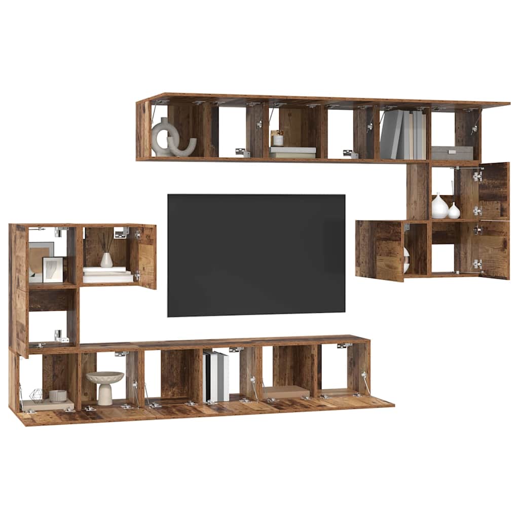 TV-Möbel-Set 10 pcs Altholz 60 x 30 x 30 cm Holzwerkstoff