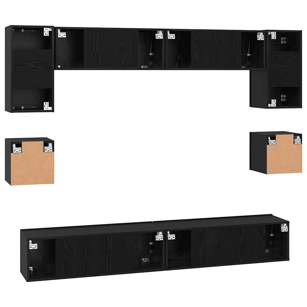 TV-Schrankset 8 pcs Schwarz Eichen-Optik Holzwerkstoff
