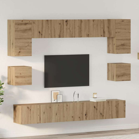 TV-Schrank-Set Wandmontiert 8 pcs Artisan-Eiche Holzwerkstoff