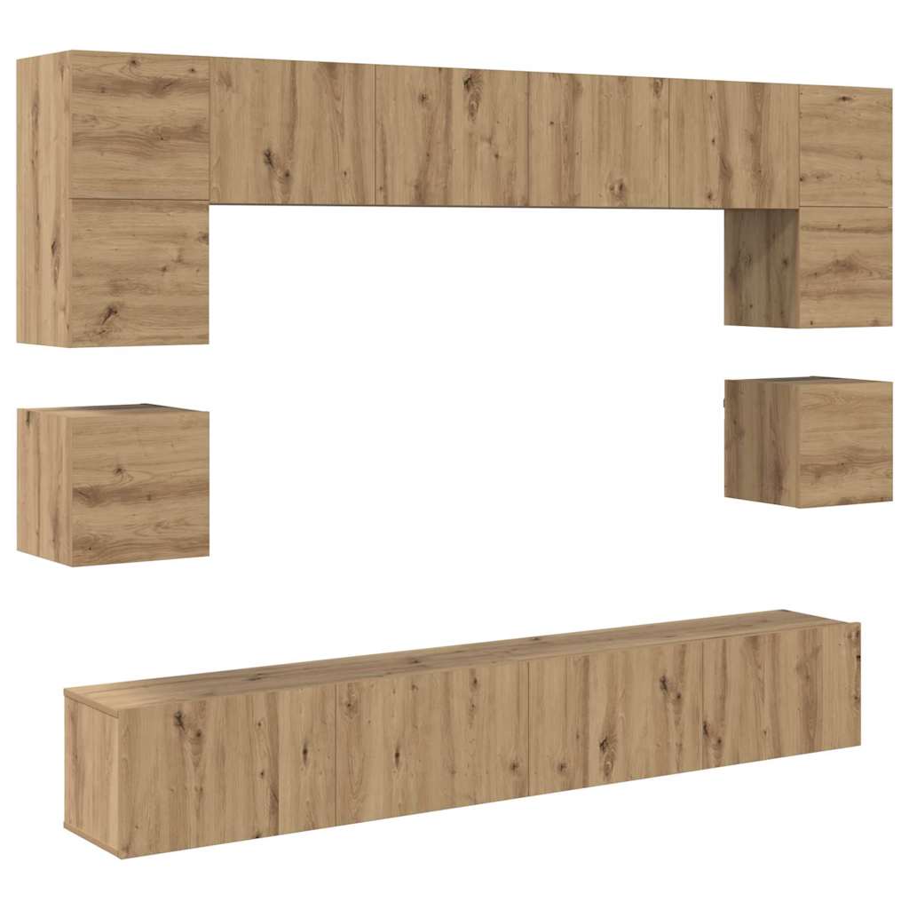 TV-Schrank-Set Wandmontiert 8 pcs Artisan-Eiche Holzwerkstoff