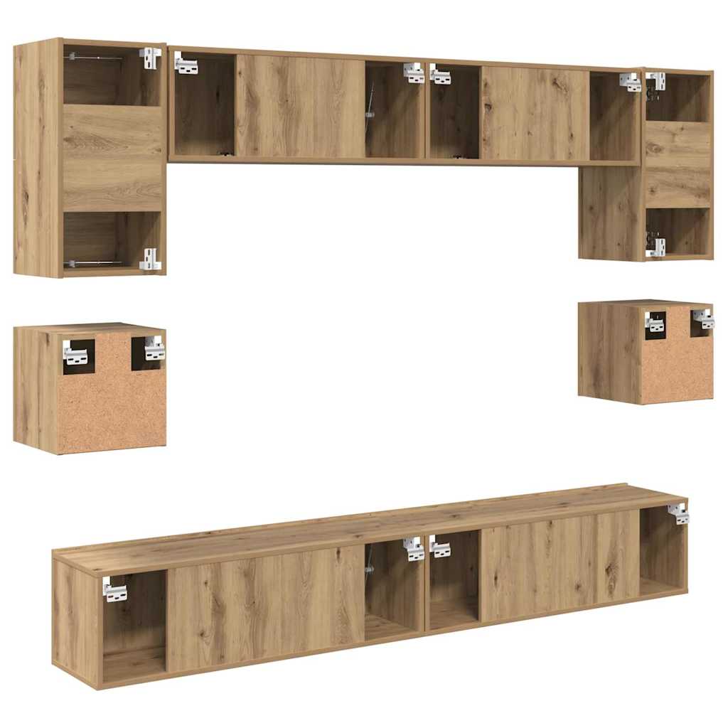 TV-Schrank-Set Wandmontiert 8 pcs Artisan-Eiche Holzwerkstoff