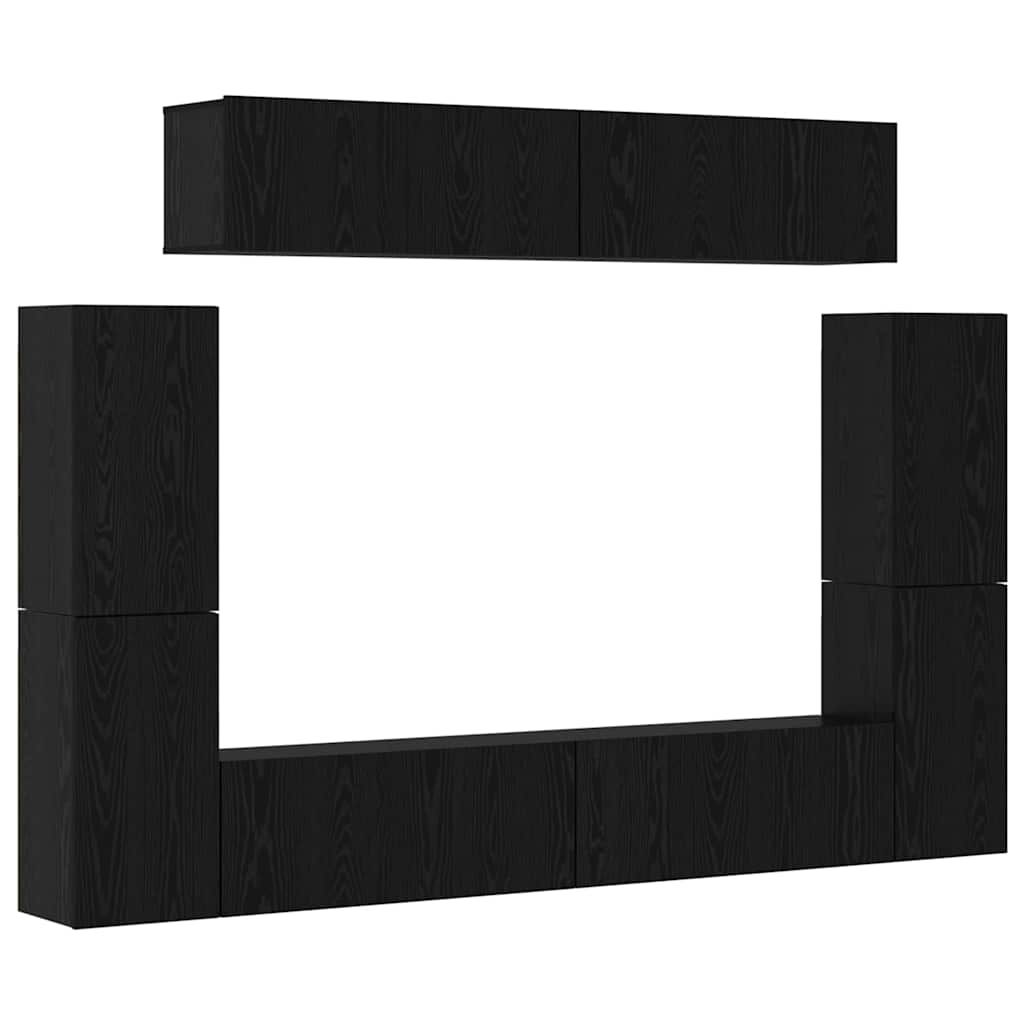 TV-Schrank-Set 8 pcs Schwarz Eichen-Optik 80 x 30 x 30,5 cm