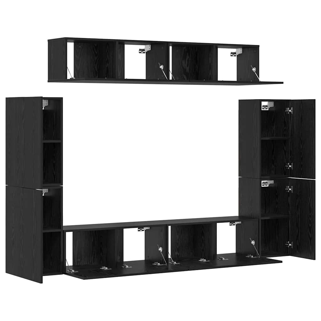 TV-Schrank-Set 8 pcs Schwarz Eichen-Optik Holzwerkstoff