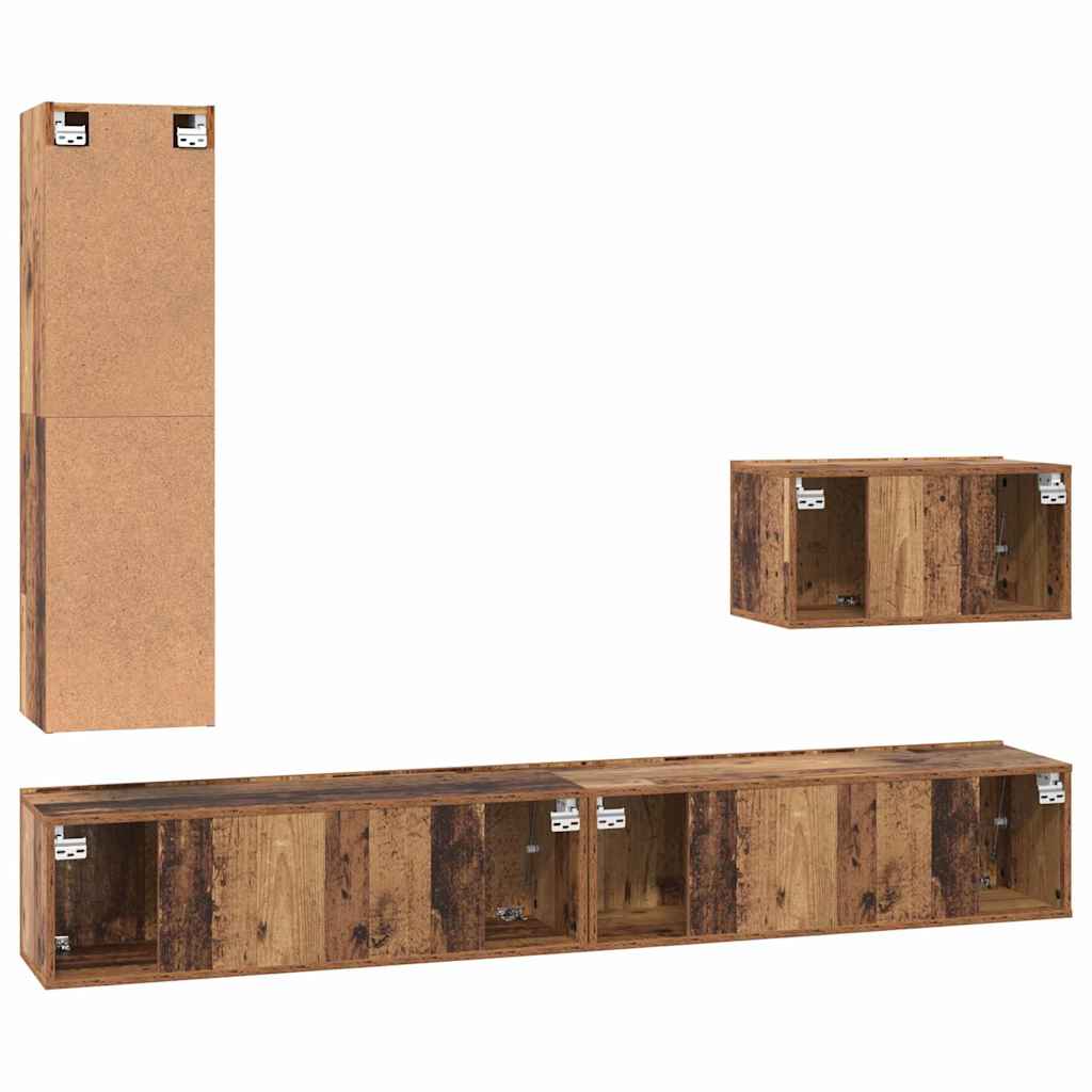 TV-Schrankset mit Schubladen 4 pcs Altholz Holzwerkstoff