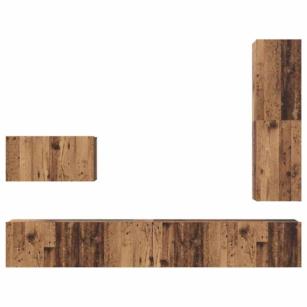 TV-Schrankset mit Schubladen 4 pcs Altholz Holzwerkstoff