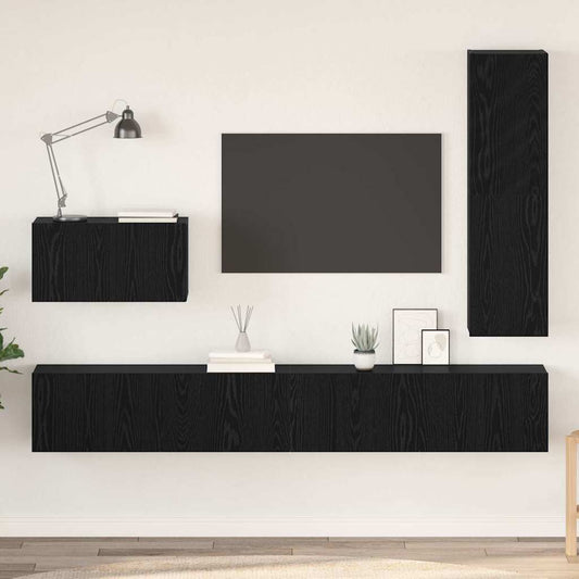 TV-Möbel-Set 4 pcs Schwarz Eichen-Optik 200 x 30 x 30 cm