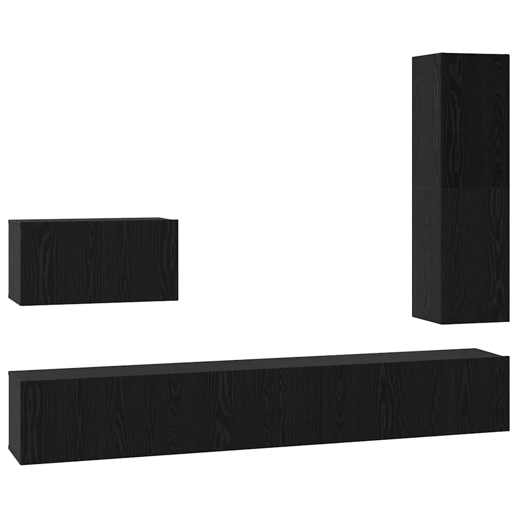 TV-Möbel-Set 4 pcs Schwarz Eichen-Optik 200 x 30 x 30 cm