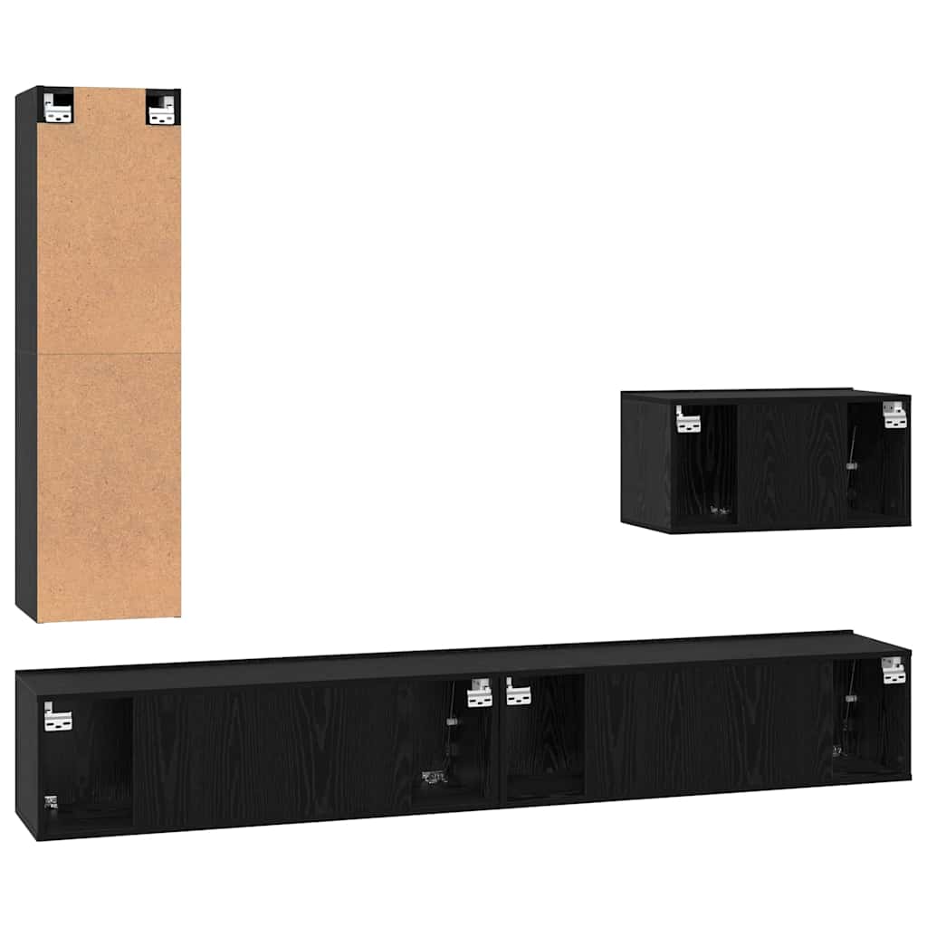 TV-Möbel-Set 4 pcs Schwarz Eichen-Optik 200 x 30 x 30 cm