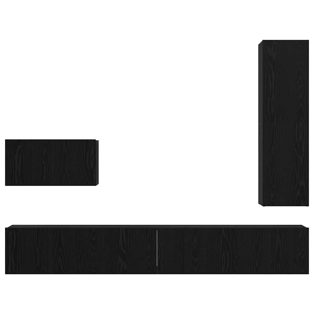 TV-Möbel-Set 4 pcs Schwarz Eichen-Optik 200 x 30 x 30 cm