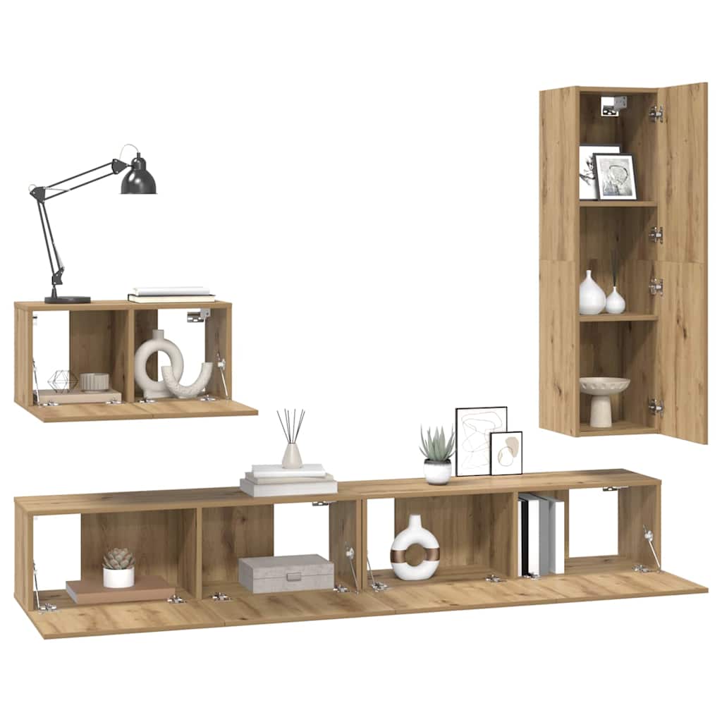 TV-Schrank-Set 4 pcs Artisan-Eiche 30,5 x 30 x 110 cm