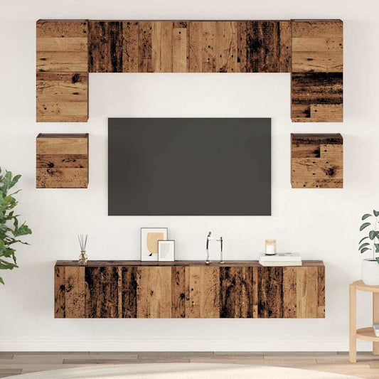 TV-Schrank-Set Wandmontiert 8 pcs Altholz Holzwerkstoff