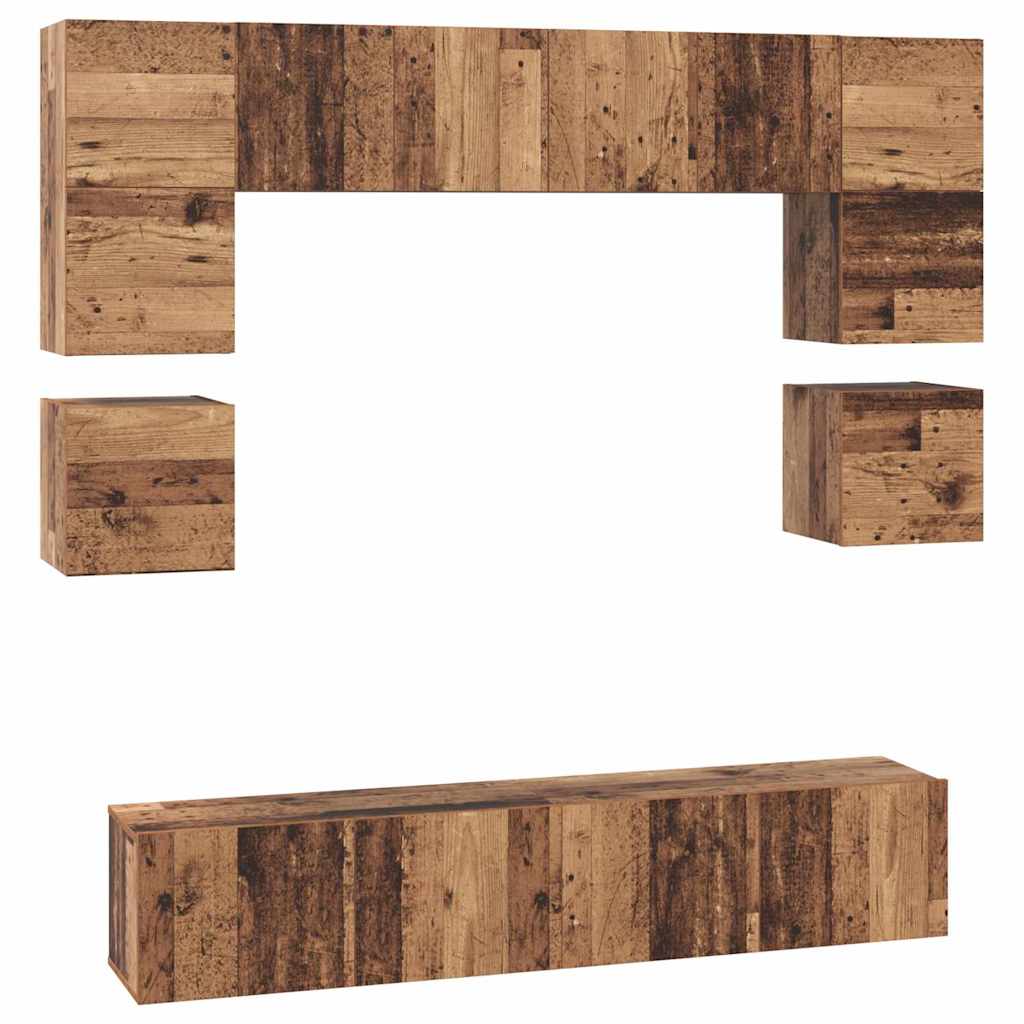 TV-Schrank-Set Wandmontiert 8 pcs Altholz Holzwerkstoff