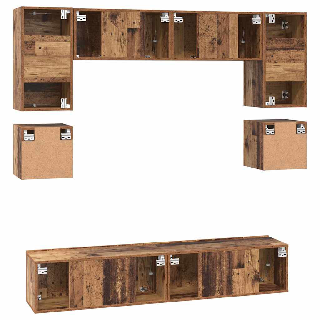 TV-Schrank-Set Wandmontiert 8 pcs Altholz Holzwerkstoff