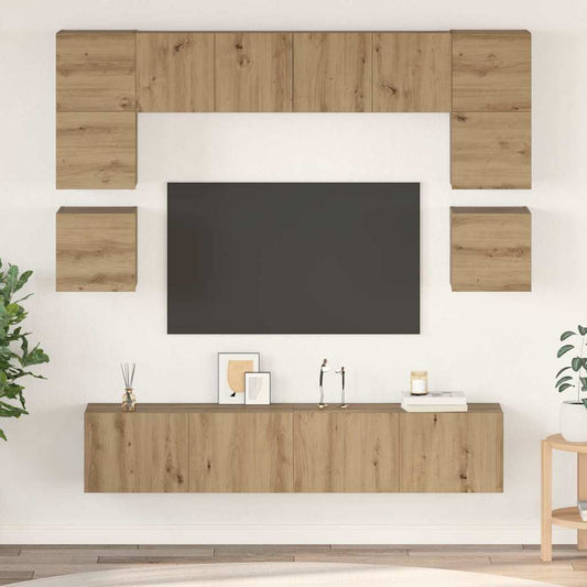 TV-Schrank-Set Wandmontiert 8 pcs Artisan-Eiche Holzwerkstoff