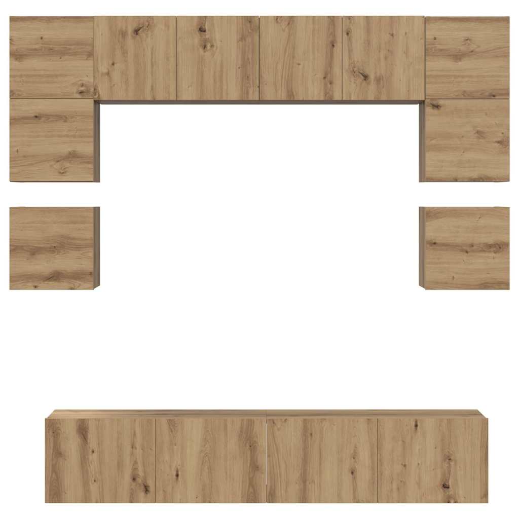 TV-Schrank-Set Wandmontiert 8 pcs Artisan-Eiche Holzwerkstoff