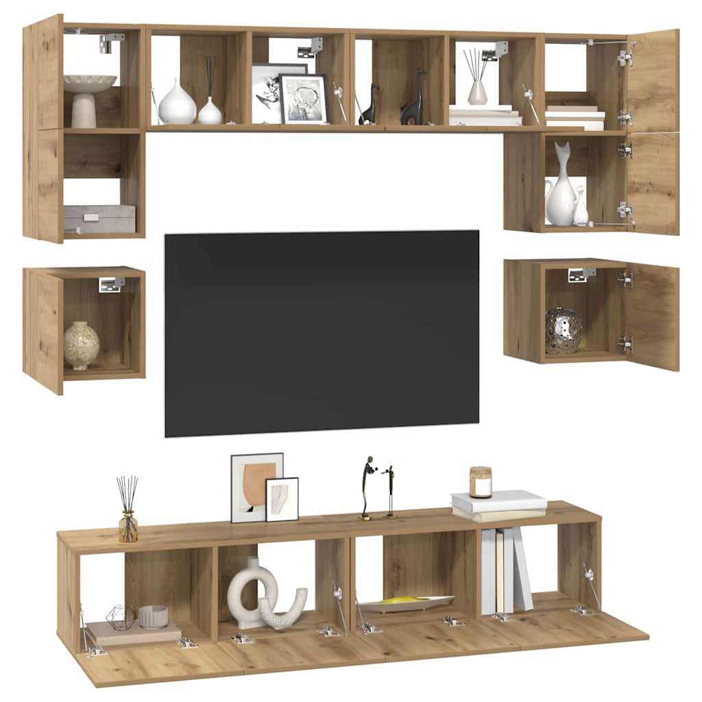TV-Schrank-Set Wandmontiert 8 pcs Artisan-Eiche Holzwerkstoff